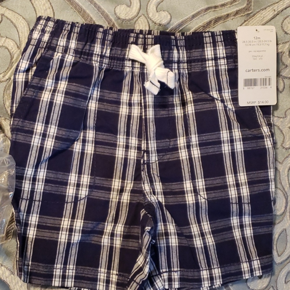 New Carter's boys plaid shorts 12 months